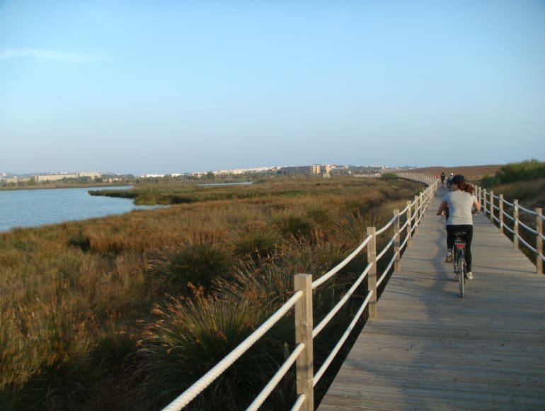 Cycling through Salgados Lagoon