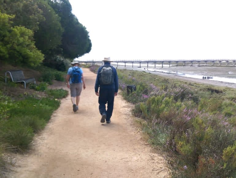 Walking next to the beach