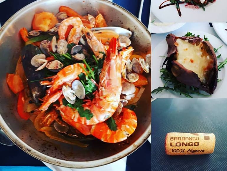 Algarve Portugal Gastronomie, patate douce, crevettes, moules, fruits de mer, vélo par gastronomie régionale
